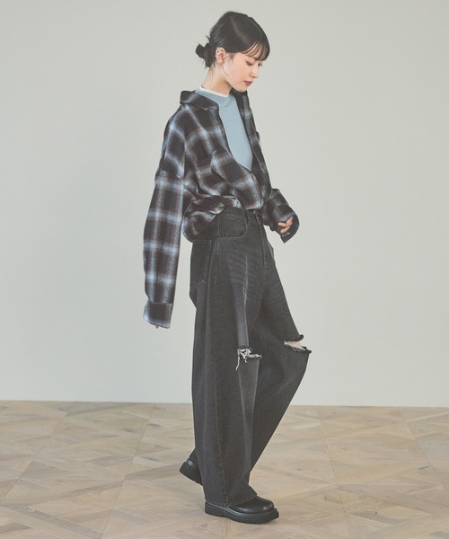 LAKOLE（ラコレ）の「オンブレチェックシャツ / 143834（シャツ/ブラウス・レディース・ブラック/ブルー/アイボリー・FREE）」の12枚目の写真