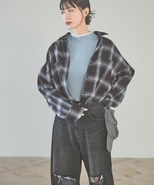 LAKOLE（ラコレ）の「オンブレチェックシャツ / 143834（シャツ/ブラウス・レディース・ブラック/ブルー/アイボリー・FREE）」の18枚目の写真
