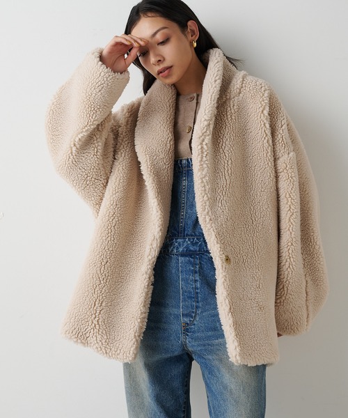 Whim Gazette（ウィムガゼット）の「【インフルエンサーコラボ】ミドルボアコート（その他アウター・レディース・ベージュ/モカ・FREE）」の5枚目の写真