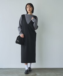 coen | REVERSEWARMVネックジャンパースカート(ジャンパースカート)
