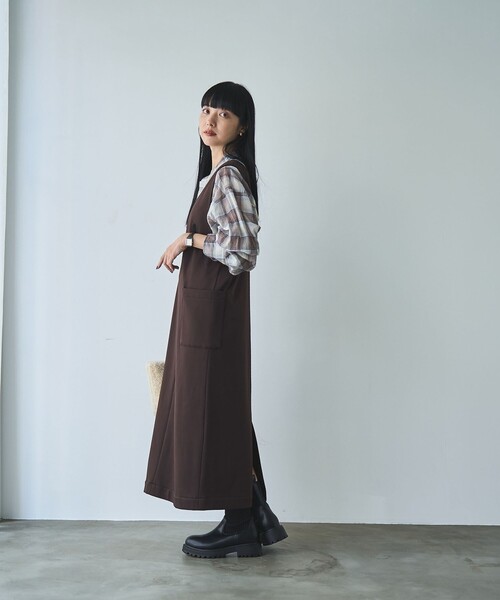 coen（コーエン）の「REVERSEWARMVネックジャンパースカート（ジャンパースカート・レディース・ダークブラウン/ダークグレー/ブラック/ナチュラル・L/M）」の10枚目の写真