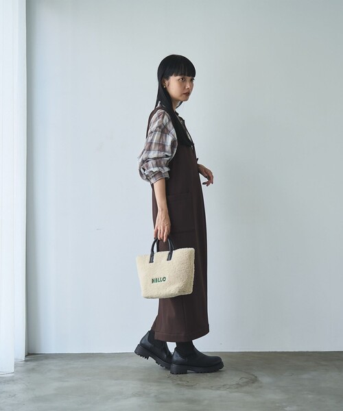 coen（コーエン）の「REVERSEWARMVネックジャンパースカート（ジャンパースカート・レディース・ダークブラウン/ダークグレー/ブラック/ナチュラル・L/M）」の12枚目の写真