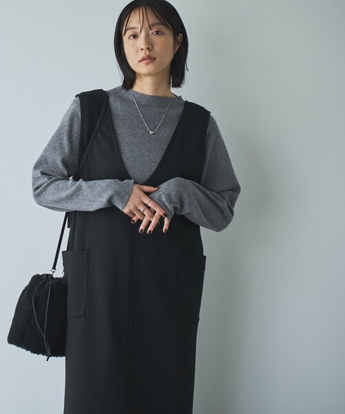 coen（コーエン）の「REVERSEWARMVネックジャンパースカート（ジャンパースカート・レディース・ダークブラウン/ダークグレー/ブラック/ナチュラル・L/M）」の14枚目の写真