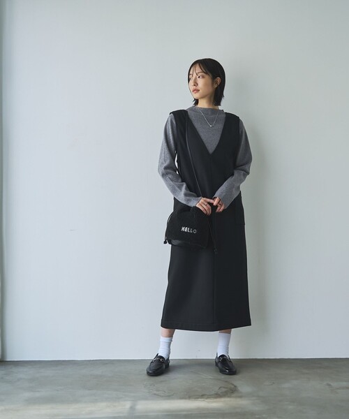 coen（コーエン）の「REVERSEWARMVネックジャンパースカート（ジャンパースカート・レディース・ダークブラウン/ダークグレー/ブラック/ナチュラル・L/M）」の16枚目の写真