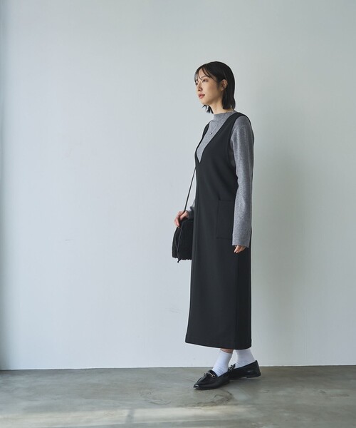 coen（コーエン）の「REVERSEWARMVネックジャンパースカート（ジャンパースカート・レディース・ダークブラウン/ダークグレー/ブラック/ナチュラル・L/M）」の18枚目の写真