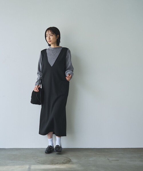 coen（コーエン）の「REVERSEWARMVネックジャンパースカート（ジャンパースカート・レディース・ダークブラウン/ダークグレー/ブラック/ナチュラル・L/M）」の21枚目の写真