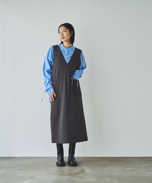 coen（コーエン）の「REVERSEWARMVネックジャンパースカート（ジャンパースカート・レディース・ダークブラウン/ダークグレー/ブラック/ナチュラル・L/M）」の22枚目の写真