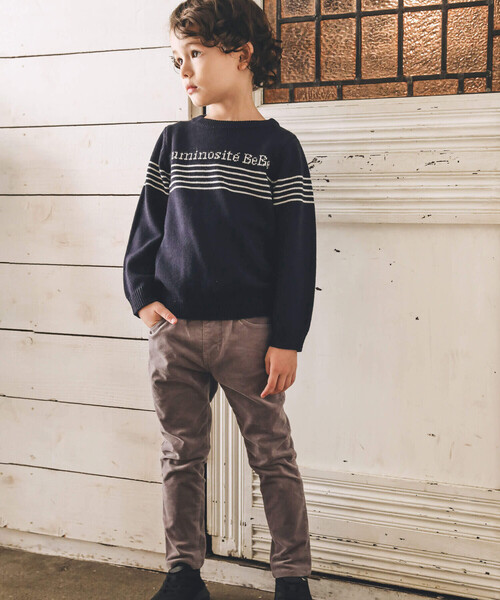 【セール】リブレスコールスリムテーパードロングパンツ(90~150cm)（その他パンツ）｜BeBe（ベベ）