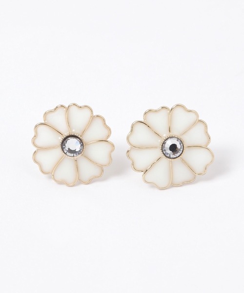 GLOBAL WORK（グローバルワーク）の「ステンド風フラワーピアス/ 145250（ピアス（両耳用）・レディース・ホワイト/イエロー・ONE SIZE）」の2枚目の写真