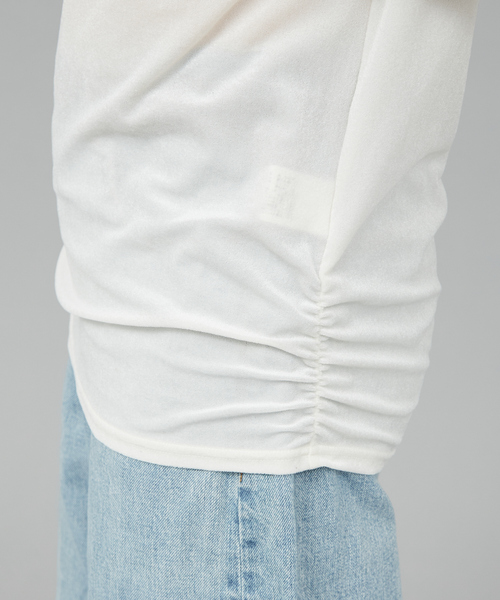 qualite scape(カリテ スケープ)の「サイドシャーリングベロアロンT/秋服/冬服(Tシャツ/カットソー・レディース・グレー/ブラック/ホワイト/ピンク・フリー)」の13枚目の写真