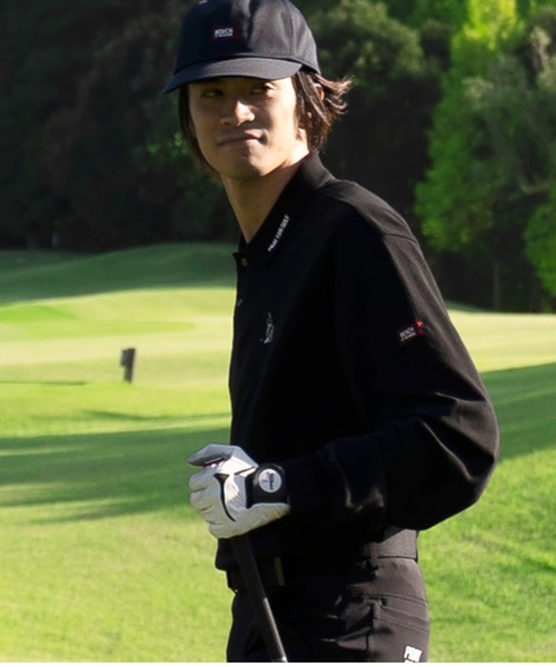 BENCH AT THE GREENE GOLF(ベンチアットザグリーンゴルフ)の「BENCH AT THE GREENE GOLF/ロングスリーブポロシャツ(Tシャツ/カットソー・メンズ・ブラック/オフホワイト・MEDIUM/X-LARGE/LARGE)」の10枚目の写真