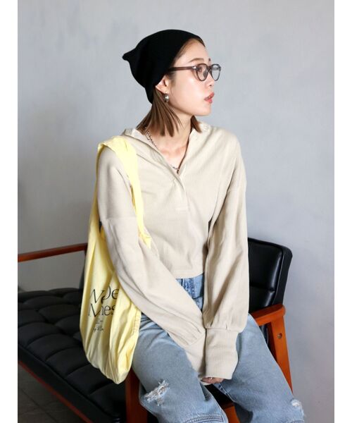 Ungrid（アングリッド）の「リブ編みニット帽（ニットキャップ/ビーニー・レディース・チャコールグレー/ブラック/ライトグレー・FREE）」の11枚目の写真