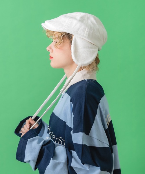 an meets zakka ウールタッチフリース切替ボア耳当てハンチング