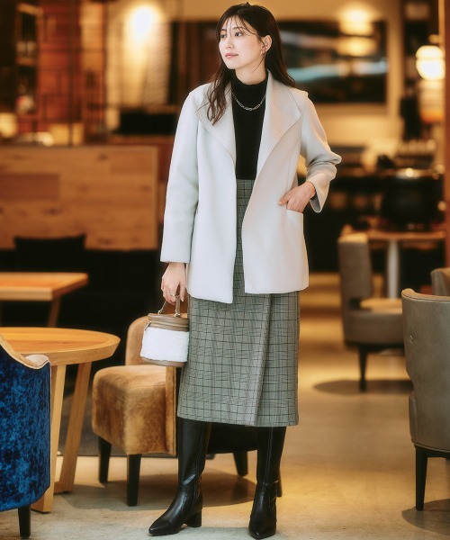 7days Life Styling(セブンデイズライフスタイリング)の「ショールカラーウール調コート(ノーカラーコート・レディース・サックスブルー/ライトグレー/ブラック・S/M/L/LL/3L)」の8枚目の写真