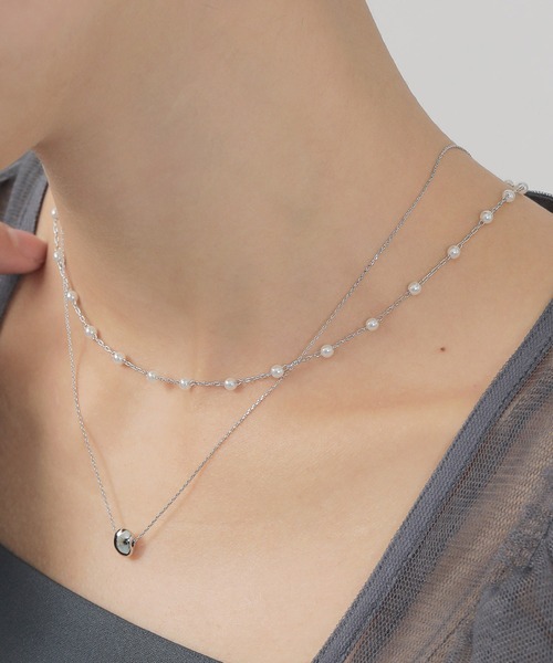 Kana（カナ）の「華奢 メタル ニュアンス パール 2連 ネックレス パーティー 結婚式 お呼ばれ オケージョン（ネックレス・レディース・シルバー/ゴールド・フリー）」の2枚目の写真