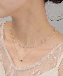 Kana | 華奢 メタル ニュアンス パール 2連 ネックレス パーティー 結婚式 お呼ばれ オケージョン(ネックレス)