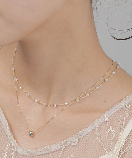 Kana（カナ）の「華奢 メタル ニュアンス パール 2連 ネックレス パーティー 結婚式 お呼ばれ オケージョン（ネックレス・レディース・シルバー/ゴールド・フリー）」の13枚目の写真