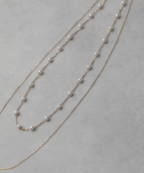 Kana（カナ）の「華奢 メタル ニュアンス パール 2連 ネックレス パーティー 結婚式 お呼ばれ オケージョン（ネックレス・レディース・シルバー/ゴールド・フリー）」の5枚目の写真