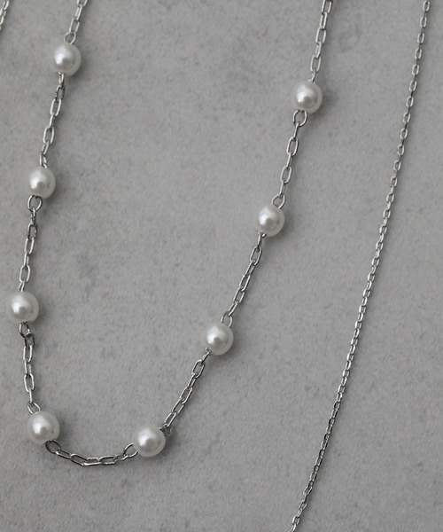Kana（カナ）の「華奢 メタル ニュアンス パール 2連 ネックレス パーティー 結婚式 お呼ばれ オケージョン（ネックレス・レディース・シルバー/ゴールド・フリー）」の7枚目の写真