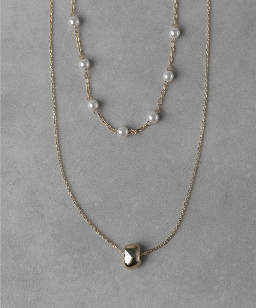 Kana（カナ）の「華奢 メタル ニュアンス パール 2連 ネックレス パーティー 結婚式 お呼ばれ オケージョン（ネックレス・レディース・シルバー/ゴールド・フリー）」の9枚目の写真