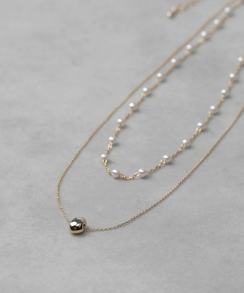 Kana（カナ）の「華奢 メタル ニュアンス パール 2連 ネックレス パーティー 結婚式 お呼ばれ オケージョン（ネックレス・レディース・シルバー/ゴールド・フリー）」の8枚目の写真