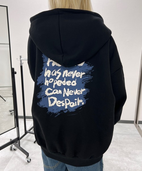 Figments（フィグメンツ）の「メッセージプリントZIPパーカー（パーカー・メンズ・ブラック/杢グレー・FREE）」の9枚目の写真