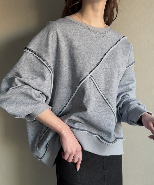 JUNOAH（ジュノア）の「袖口スリットダメージ裏毛プルオーバー（スウェット・レディース・グレー/杢グレー/ブラック・X-LARGE/LARGE/MEDIUM）」の19枚目の写真