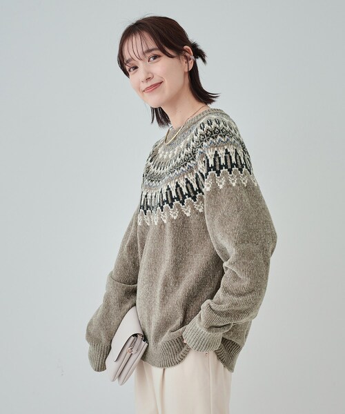 SHOO・LA・RUE(シューラルー)の「◆【洗える】あたたかくて柔らかい もちもちモール柄ニット(ニット/セーター・レディース・アイボリー系4/ブラウン系その他5/ベージュ系その他7・01/02/03/04)」の5枚目の写真