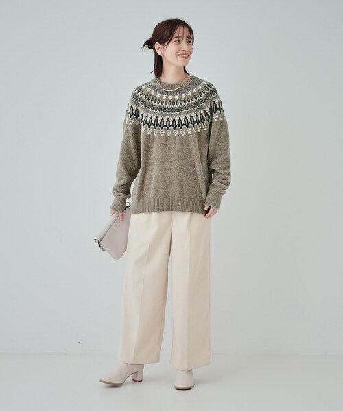 SHOO・LA・RUE(シューラルー)の「◆【洗える】あたたかくて柔らかい もちもちモール柄ニット(ニット/セーター・レディース・アイボリー系4/ブラウン系その他5/ベージュ系その他7・01/02/03/04)」の6枚目の写真