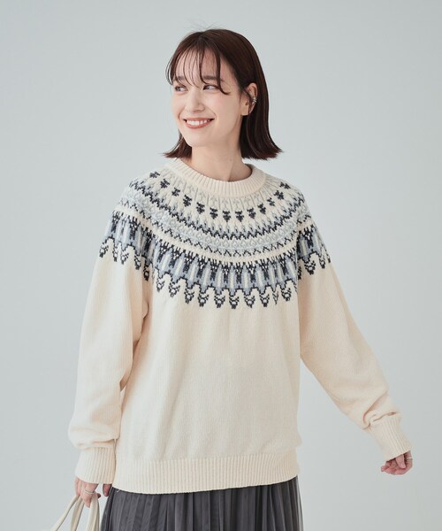 SHOO・LA・RUE(シューラルー)の「◆【洗える】あたたかくて柔らかい もちもちモール柄ニット(ニット/セーター・レディース・アイボリー系4/ブラウン系その他5/ベージュ系その他7・01/02/03/04)」の8枚目の写真