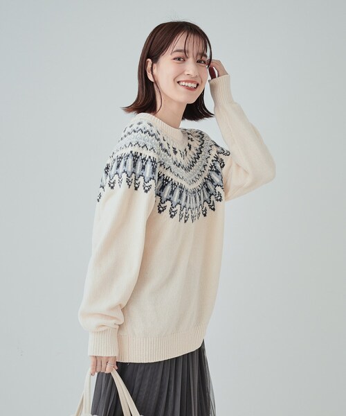 SHOO・LA・RUE(シューラルー)の「◆【洗える】あたたかくて柔らかい もちもちモール柄ニット(ニット/セーター・レディース・アイボリー系4/ブラウン系その他5/ベージュ系その他7・01/02/03/04)」の9枚目の写真