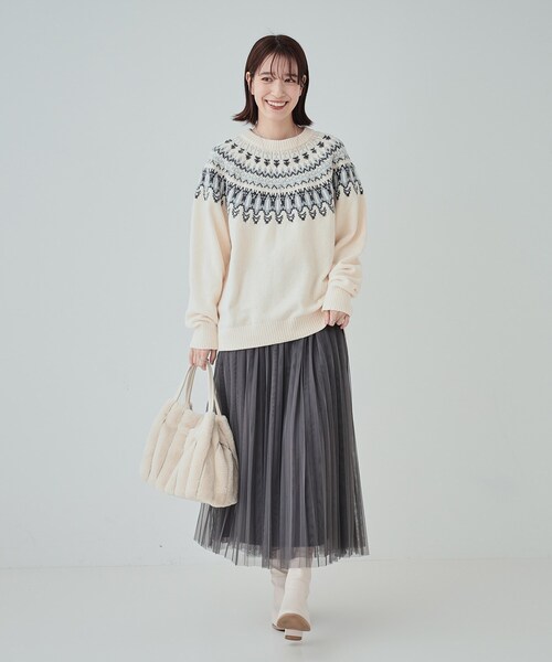 SHOO・LA・RUE(シューラルー)の「◆【洗える】あたたかくて柔らかい もちもちモール柄ニット(ニット/セーター・レディース・アイボリー系4/ブラウン系その他5/ベージュ系その他7・01/02/03/04)」の10枚目の写真