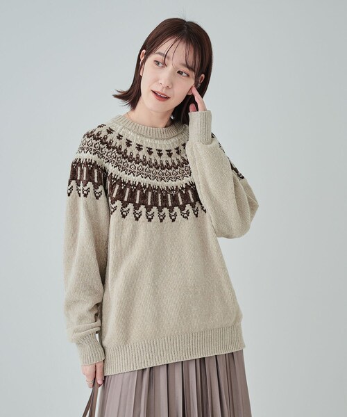 SHOO・LA・RUE(シューラルー)の「◆【洗える】あたたかくて柔らかい もちもちモール柄ニット(ニット/セーター・レディース・アイボリー系4/ブラウン系その他5/ベージュ系その他7・01/02/03/04)」の12枚目の写真