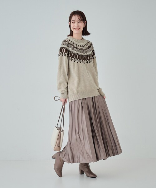 セール】【洗える】あたたかくて柔らかい もちもちモール柄ニット