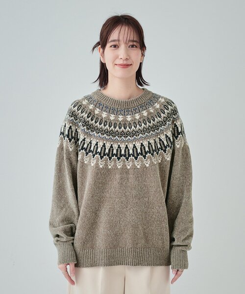 洗える】あたたかくて柔らかい もちもちモール柄ニット（ニット