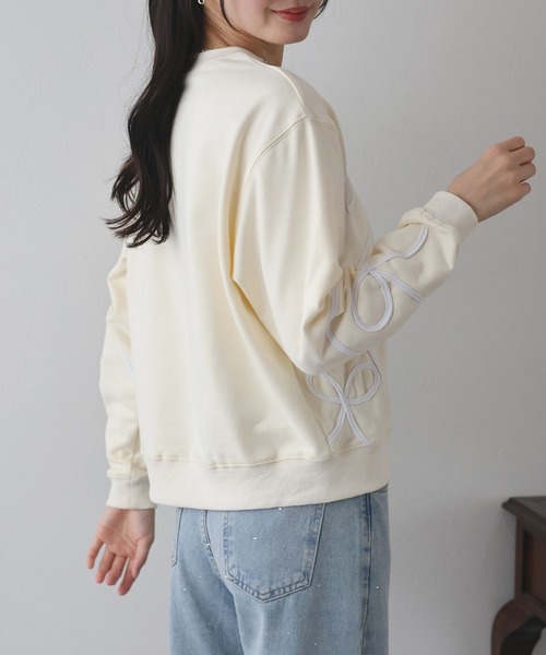 BLUEEAST（ブルーイースト）の「リボンコード刺繍スウェット（スウェット・レディース・グレー/ブラック/アイボリー・MEDIUM）」の20枚目の写真