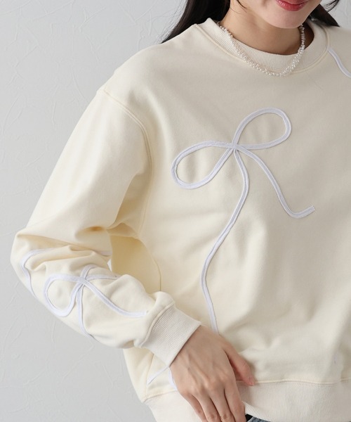 BLUEEAST（ブルーイースト）の「リボンコード刺繍スウェット（スウェット・レディース・グレー/ブラック/アイボリー・MEDIUM）」の19枚目の写真