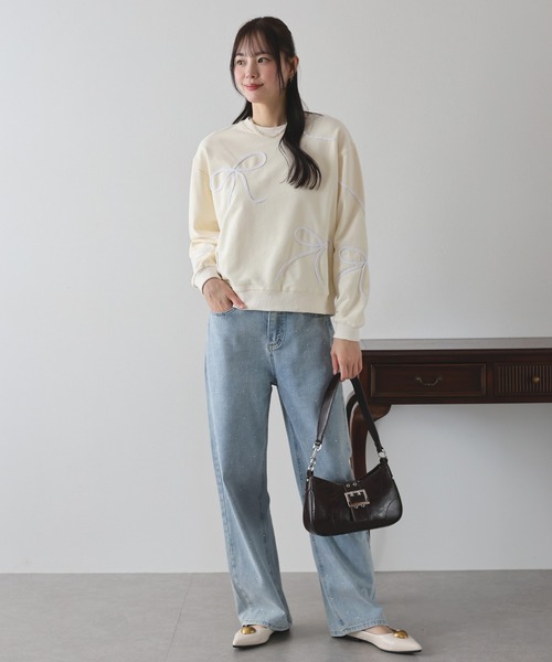 BLUEEAST（ブルーイースト）の「リボンコード刺繍スウェット（スウェット・レディース・グレー/ブラック/アイボリー・MEDIUM）」の17枚目の写真