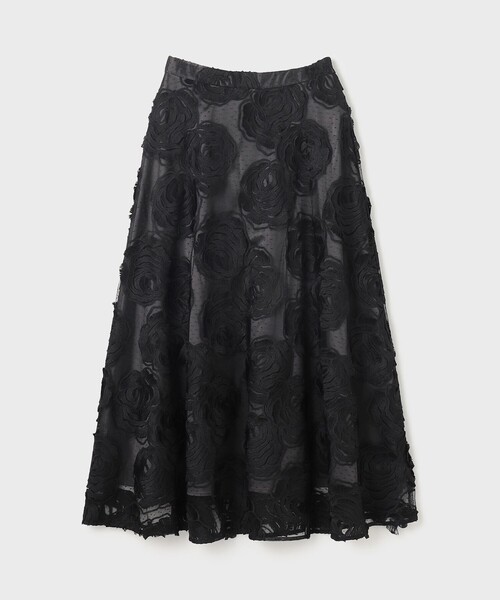GRACE CONTINENTAL（グレースコンチネンタル）の「ローズ刺繍フレアスカート（スカート・レディース・ホワイト/ブラック・36/38）」の8枚目の写真