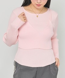 フェイクレイヤードキャミソール付きニット