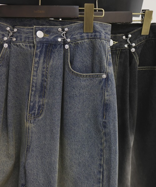 hellam(へラム)の「ウエストホックタックデニム(デニムパンツ・レディース・ブラック/ブルー・MEDIUM/SMALL)」の18枚目の写真