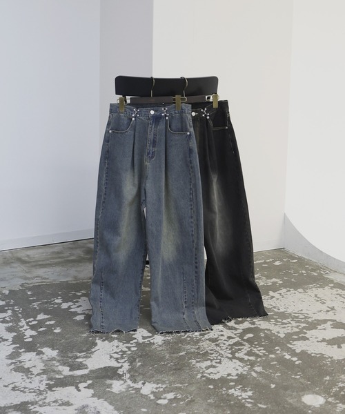hellam(へラム)の「ウエストホックタックデニム(デニムパンツ・レディース・ブラック/ブルー・MEDIUM/SMALL)」の19枚目の写真