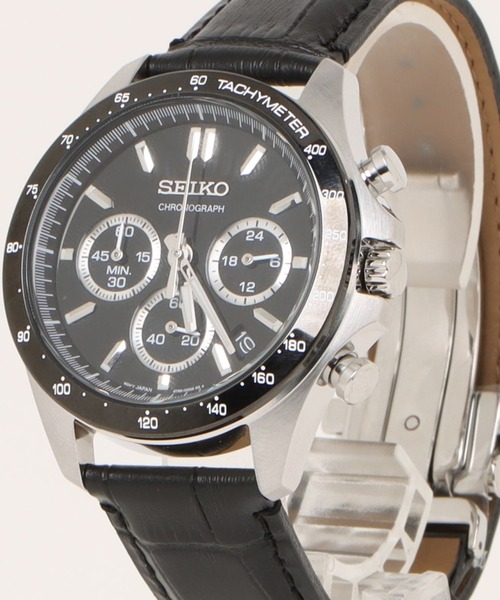 SEIKO(セイコー)の「SEIKO セイコー/ クロノグラフ 10気圧防水 レザーバンド ラウンドフェイス 腕時計 //// 日本製クォーツ(アナログ腕時計・メンズ・ブラウン系その他/ブラック×シルバー/ネイビー・FREE)」の8枚目の写真