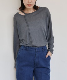 select MOCA Et（セレクトモカエト）の「【Et】Asymmetric Neck Sheer Tops（Tシャツ/カットソー）」