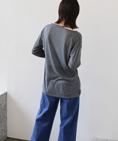 セール】【Et】アシンメトリーネックシアートップス（Tシャツ