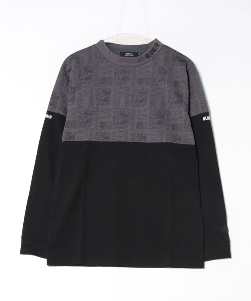 (RM)【LUXE/R GOLF】ストレッチ スムース ペイズリー柄 バイカラー モックネック 長袖 Tシャツ（Tシャツ/カットソー）｜LUXE/R GOLF（ラグジュ ゴルフ）