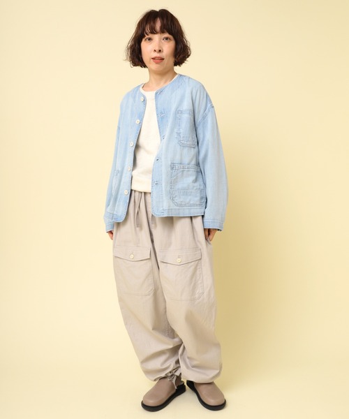 &yarn_ コットンリネン襟付きデニムジャケット - メルカリ