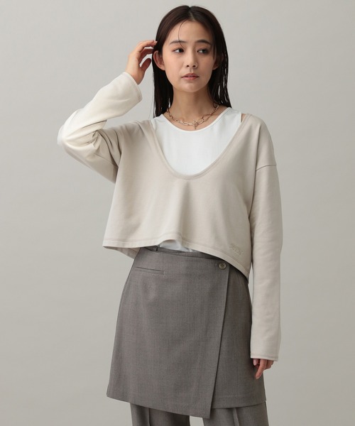 GLOBAL WORK(グローバルワーク)の「MATINEE LINE/Wフロントレイヤードプルオーバー/288779(Tシャツ/カットソー・レディース・スミクロ/ナチュラル/杢グレー・MEDIUM/LARGE)」の3枚目の写真