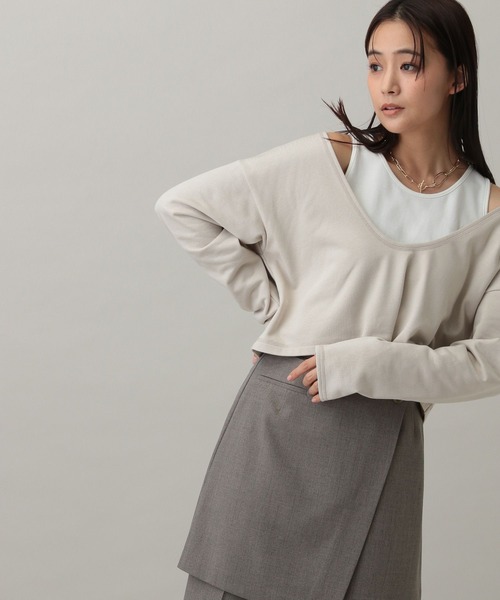GLOBAL WORK(グローバルワーク)の「MATINEE LINE/Wフロントレイヤードプルオーバー/288779(Tシャツ/カットソー・レディース・スミクロ/ナチュラル/杢グレー・MEDIUM/LARGE)」の19枚目の写真