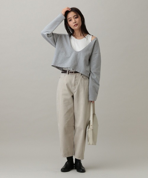 GLOBAL WORK(グローバルワーク)の「MATINEE LINE/Wフロントレイヤードプルオーバー/288779(Tシャツ/カットソー・レディース・スミクロ/ナチュラル/杢グレー・MEDIUM/LARGE)」の11枚目の写真